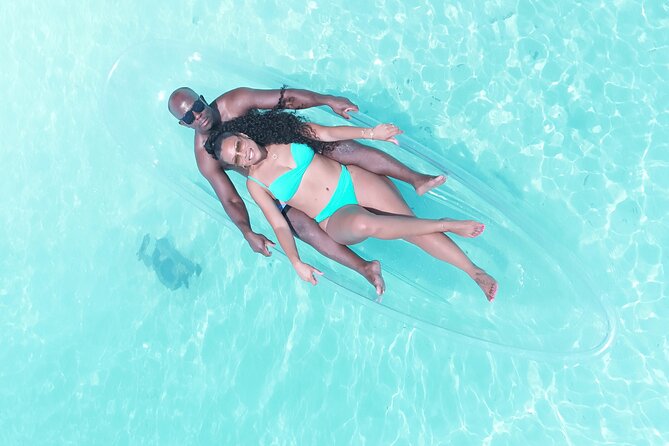 Romantic Clear Kayak Drone Photoshoot for Couples Turks & Caicos - Arriving at the clear kayak on Providenciales